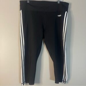 Adidas Women's Cropped Black Leggings with White Stripes